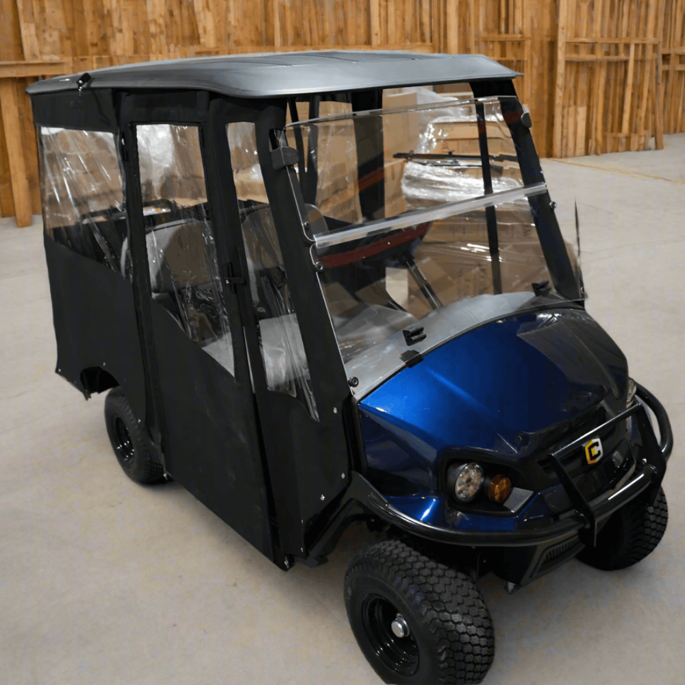 DoorWorks 4 Passenger Extended Roof Hinged Door Enclosure Cover for Golf Carts - Durable Canvas SDA Ace