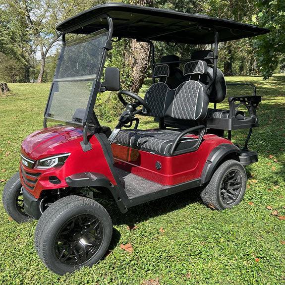 Arch EV A4 4-Seater Red Golf Cart Angled Left