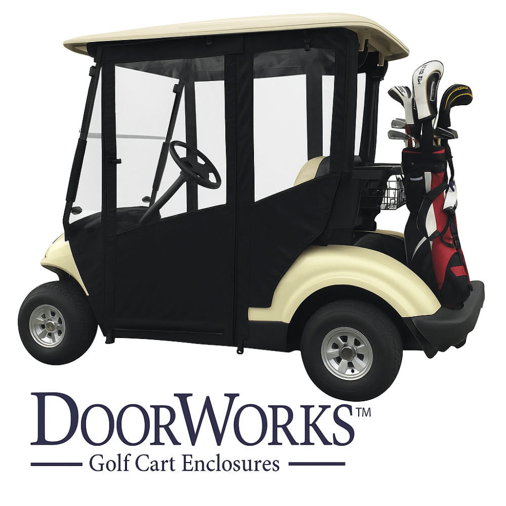 DoorWorks 2 Passenger Hinged Door Enclosure Cover for Golf Carts - Durable Canvas SDA Ace
