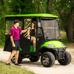 DoorWorks 4 Passenger Extended Roof Hinged Door Enclosure Cover for Golf Carts - Durable Canvas SDA Ace
