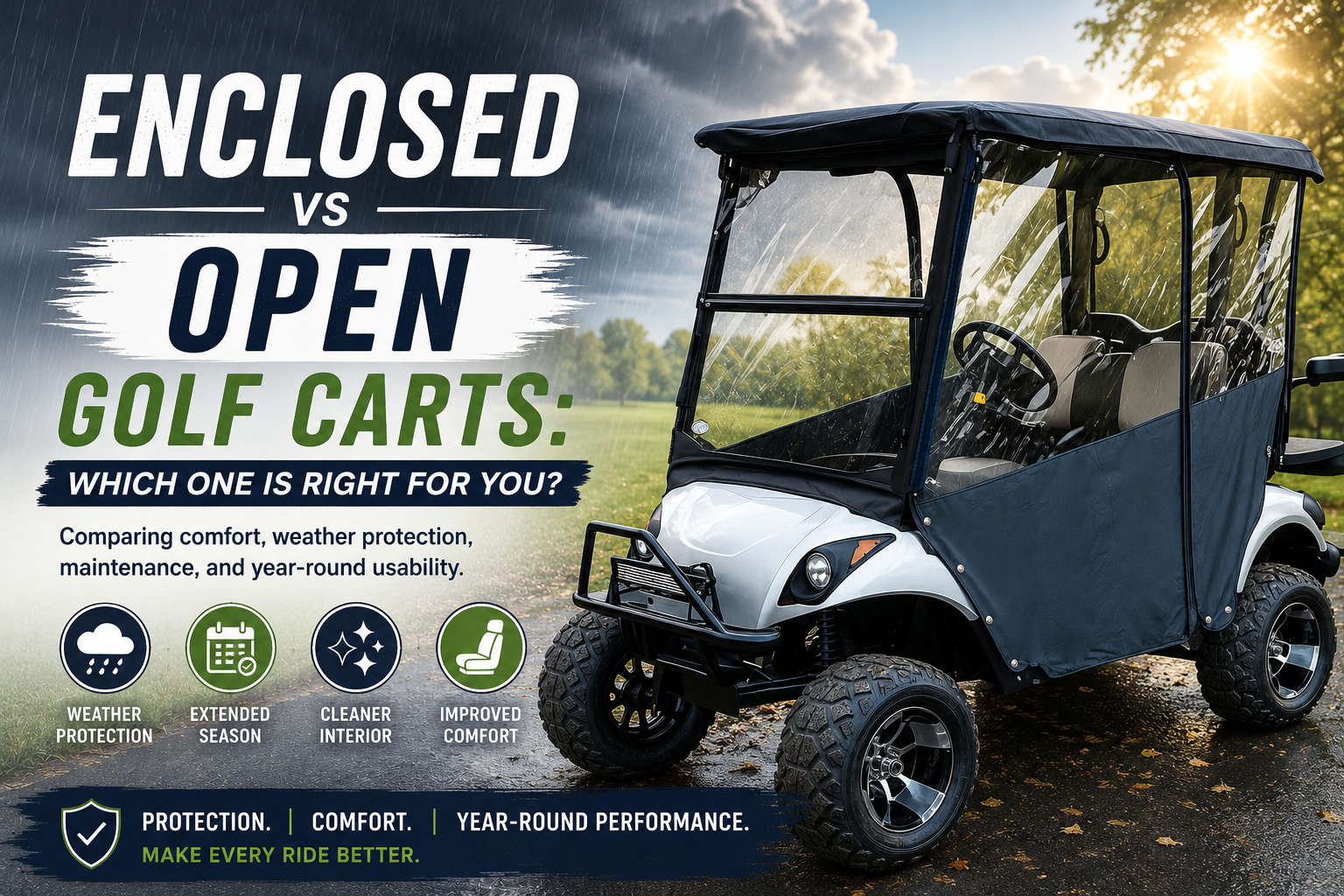 Enclosed vs Open Golf Carts: Which One Is Right for You? Ace Golf Cart: Best Golf Cart Covers for Sale