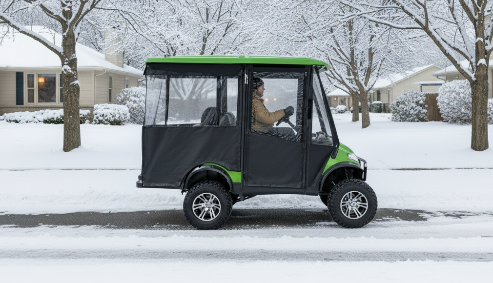Winterize Your Golf Cart: Why Hinged Door Enclosures Are Essential Before the First Freeze