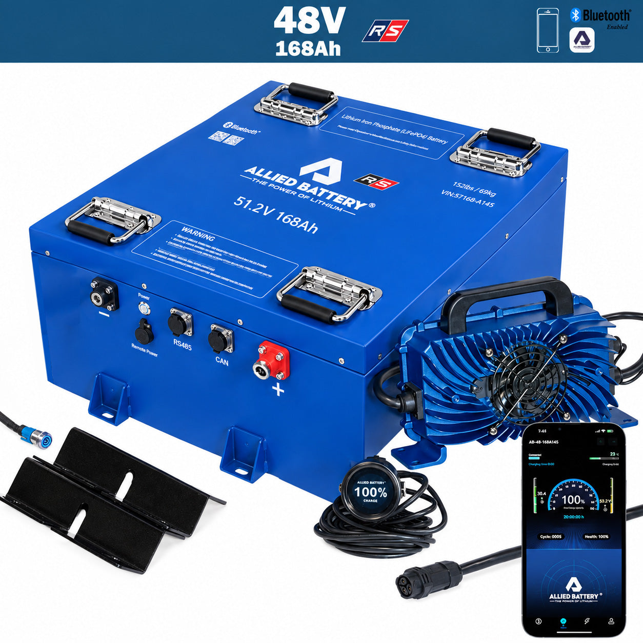 Allied 48V Lithium Golf Cart Battery 105Ah and 168Ah Easy Conversion Kit (Includes Charger) Ace Golf Cart Covers