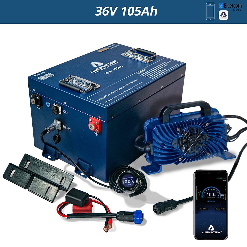 Allied 36V Commercial Grade Big Bank Lithium Golf Cart Battery Kit 105Ah Allied Batteries