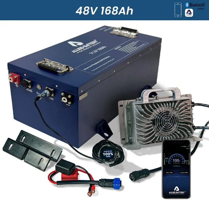Allied 48V Lithium Golf Cart Battery 105Ah and 168Ah Easy Conversion Kit (Includes Charger) Ace Golf Cart Covers