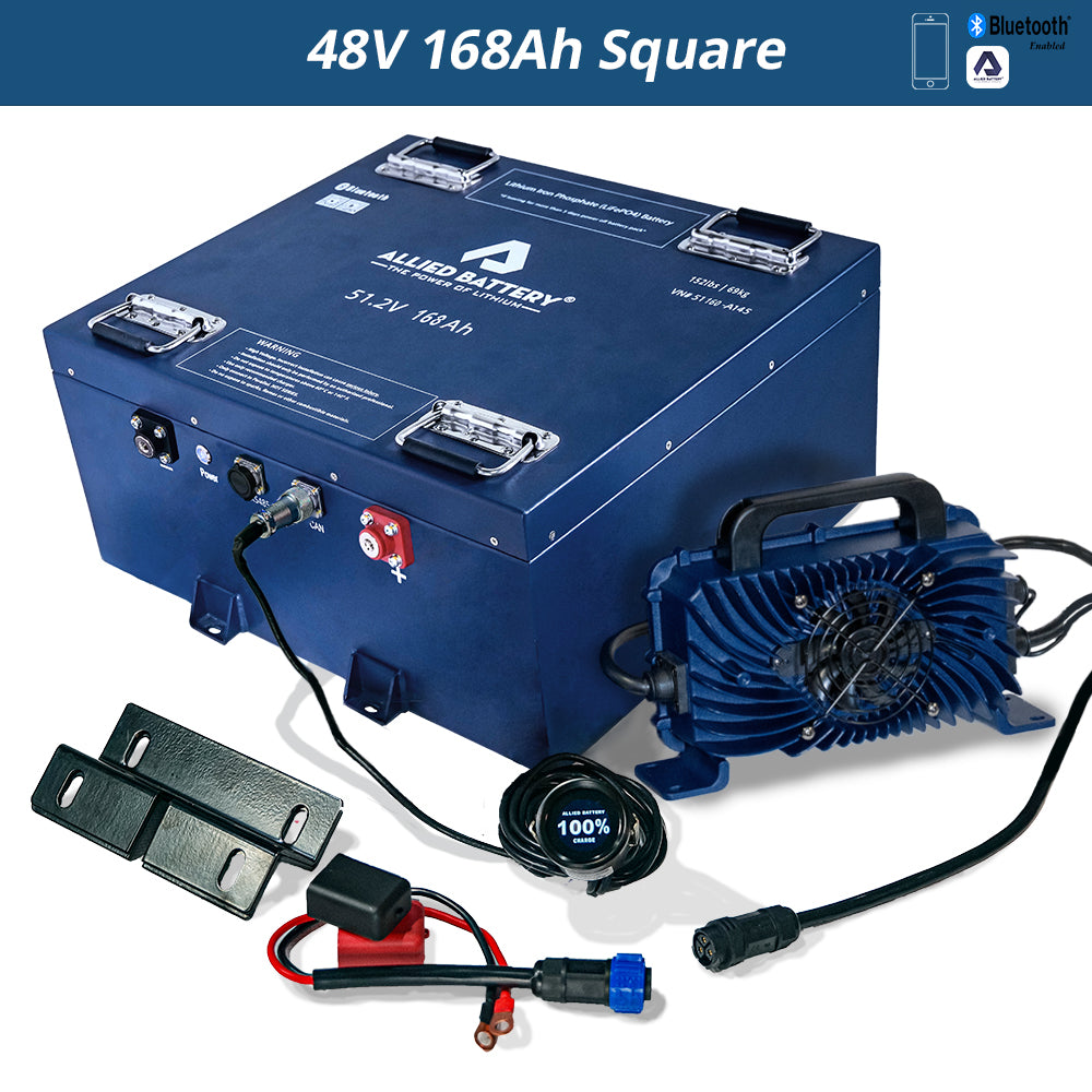 Allied 48V Lithium Golf Cart Battery 105Ah and 168Ah Easy Conversion Kit (Includes Charger) Ace Golf Cart Covers