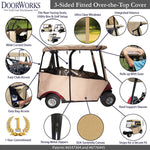 3-Sided Fitted "Over-The-Top" Golf Cart Cover made with Durable Canvas SDA Ace