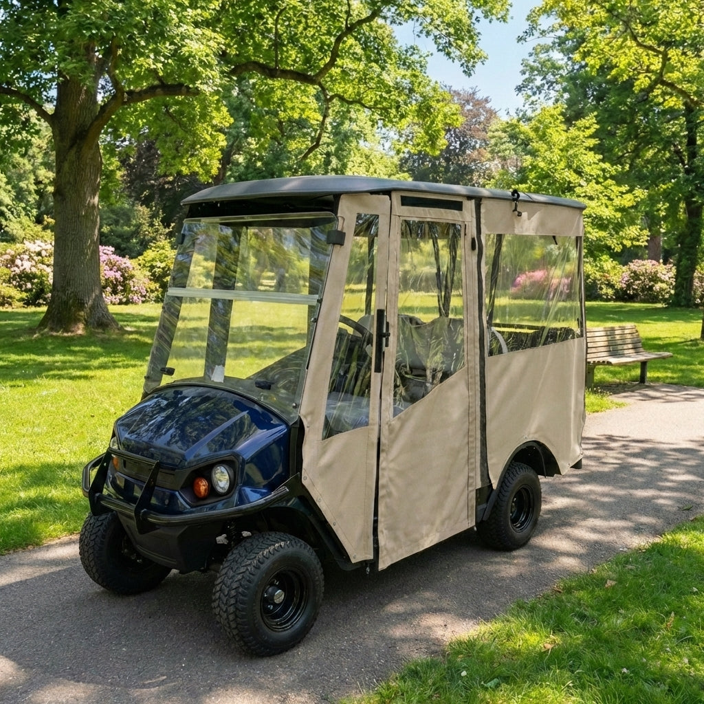 DoorWorks 4 Passenger Extended Roof Hinged Door Enclosure Cover for Golf Carts - Durable Canvas SDA Ace
