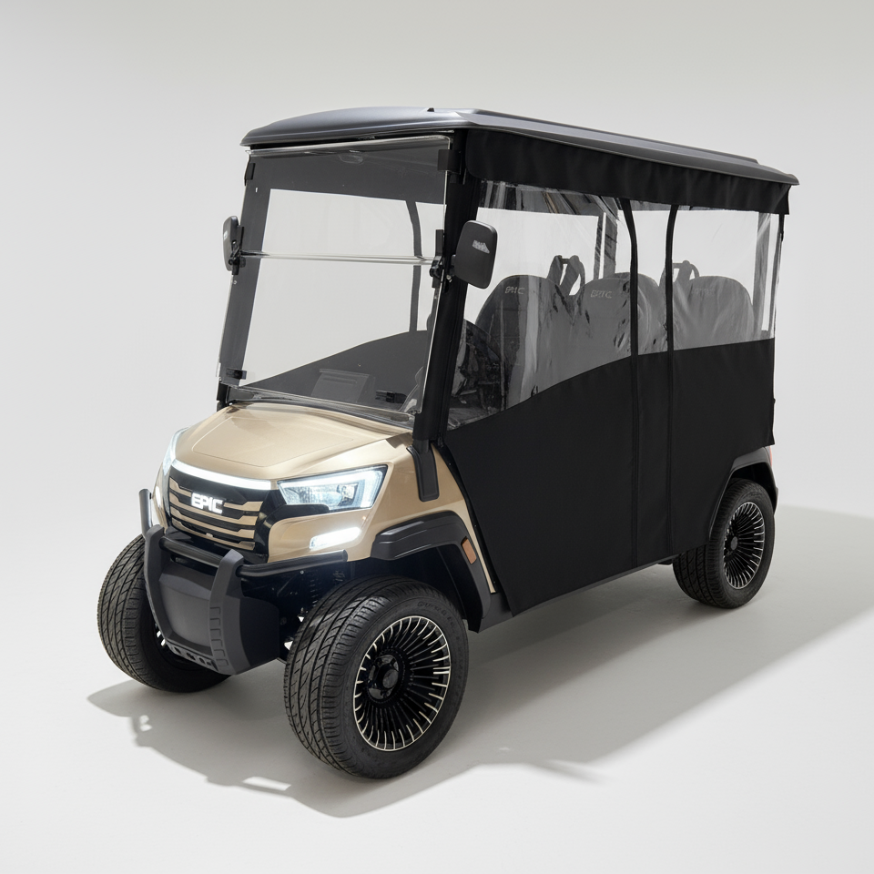 4-Passenger Sunbrella Track-Style Enclosure Cover for Golf Carts - Extended Roof Ace Golf Cart: Best Golf Cart Covers for Sale
