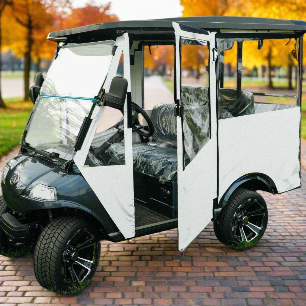 DoorWorks 4 Passenger Extended Roof Hinged Door Enclosure Cover for Golf Carts - Durable Canvas SDA