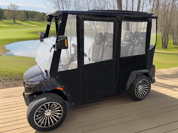 DoorWorks 4 Passenger Extended Roof Hinged Door Enclosure Cover for Golf Carts - Durable Canvas SDA Ace