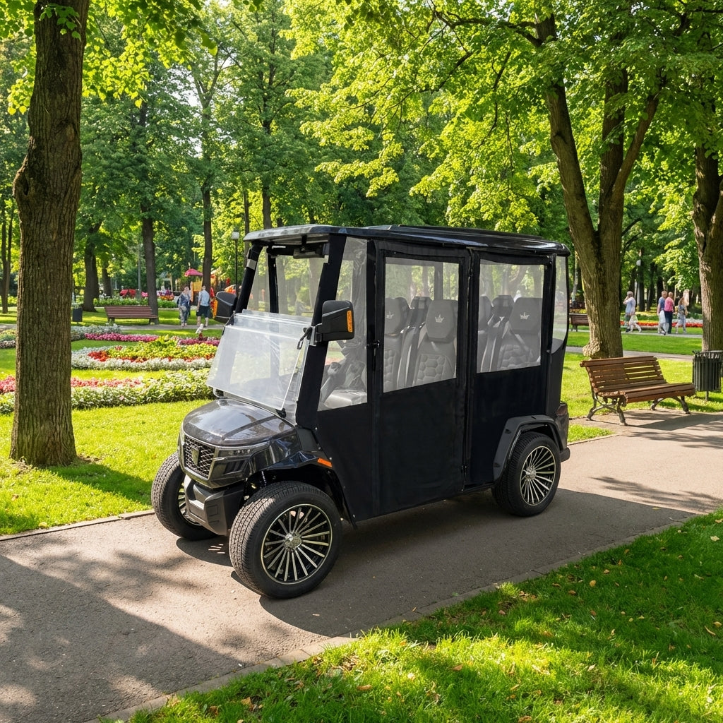 DoorWorks 4 Passenger Extended Roof Hinged Door Enclosure Cover for Golf Carts - Durable Canvas SDA Ace