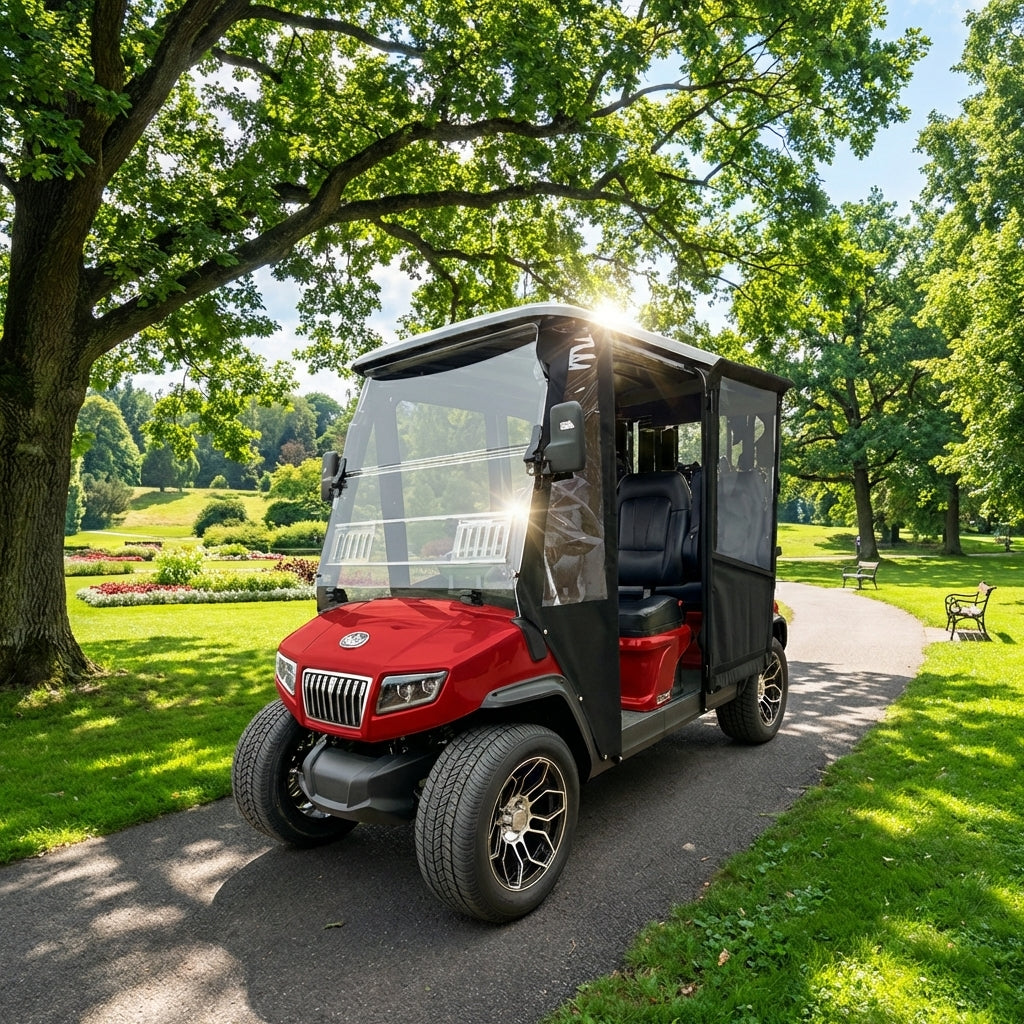 DoorWorks 4 Passenger Extended Roof Hinged Door Enclosure Cover for Golf Carts - Durable Canvas SDA Ace