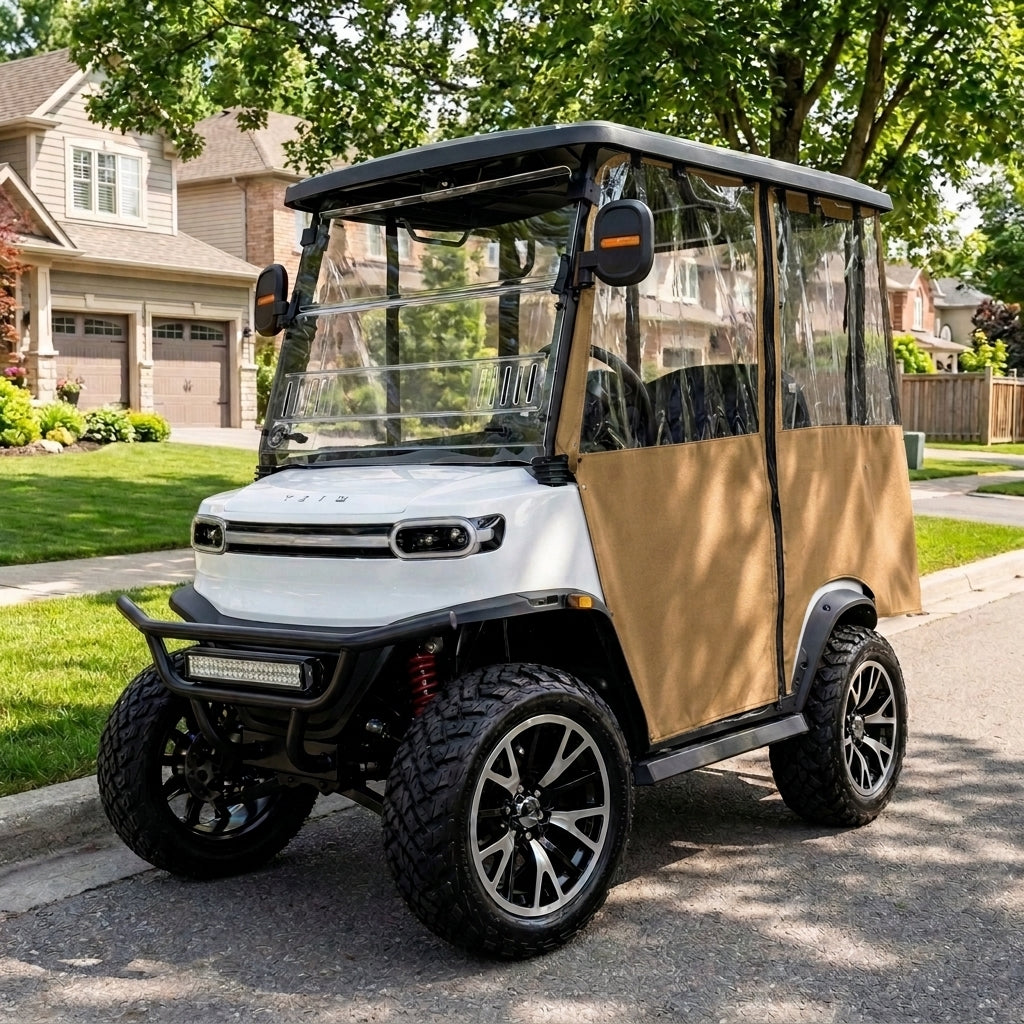 4-Passenger Sunbrella Track-Style Enclosure Cover for Golf Carts - Extended Roof Ace Golf Cart Covers
