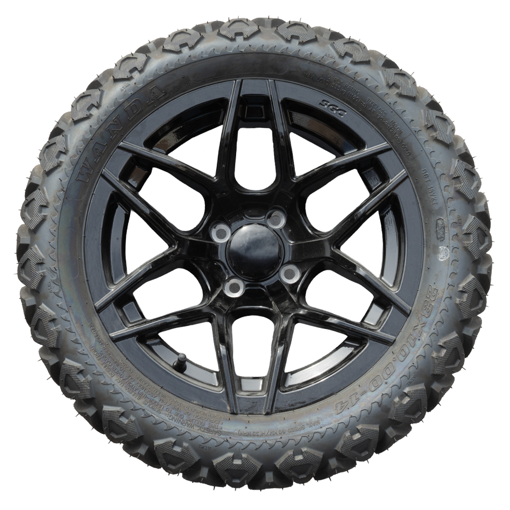 Glossy Black 14" Wheel and 2 + 2 Offroad Tire Combo - RENO Performance Ace Golf Cart: Best Golf Cart Covers for Sale