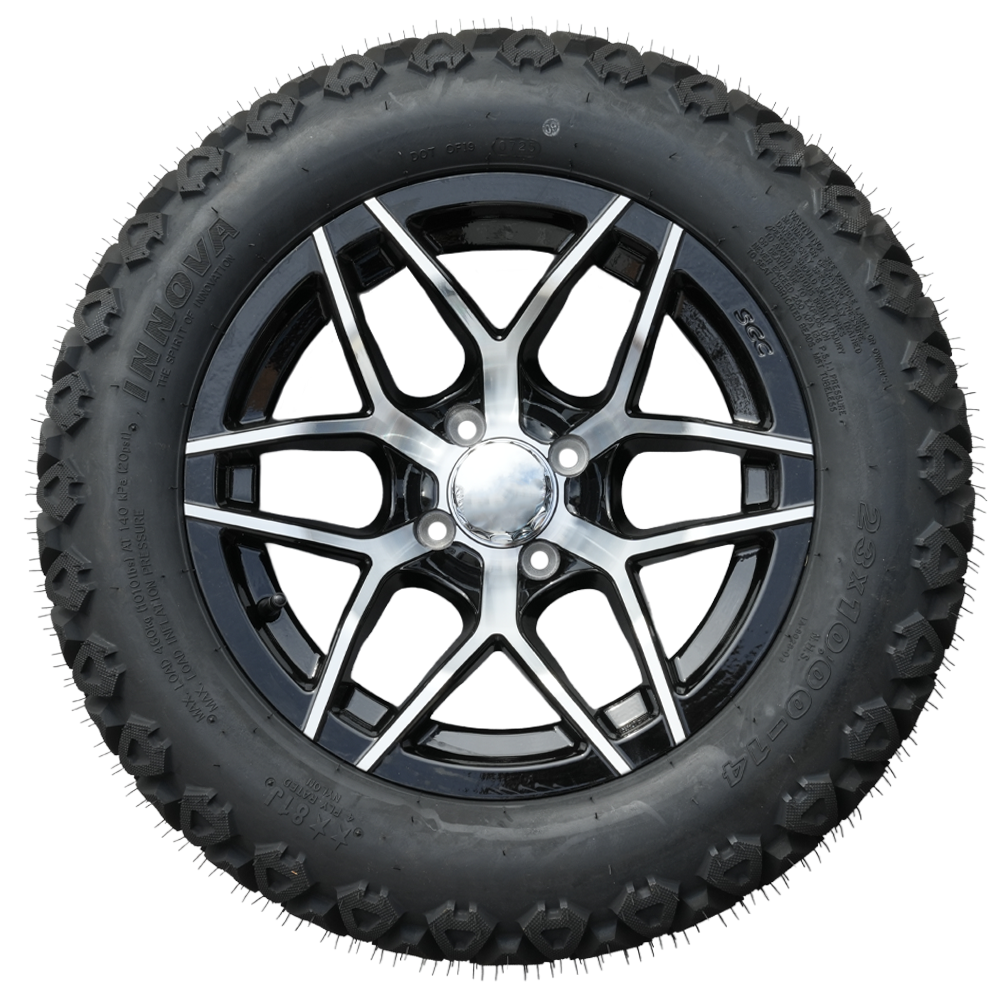 Chrome 14" Wheel and 2 + 2 Offroad Tire Combo - RENO Performance Ace Golf Cart: Best Golf Cart Covers for Sale