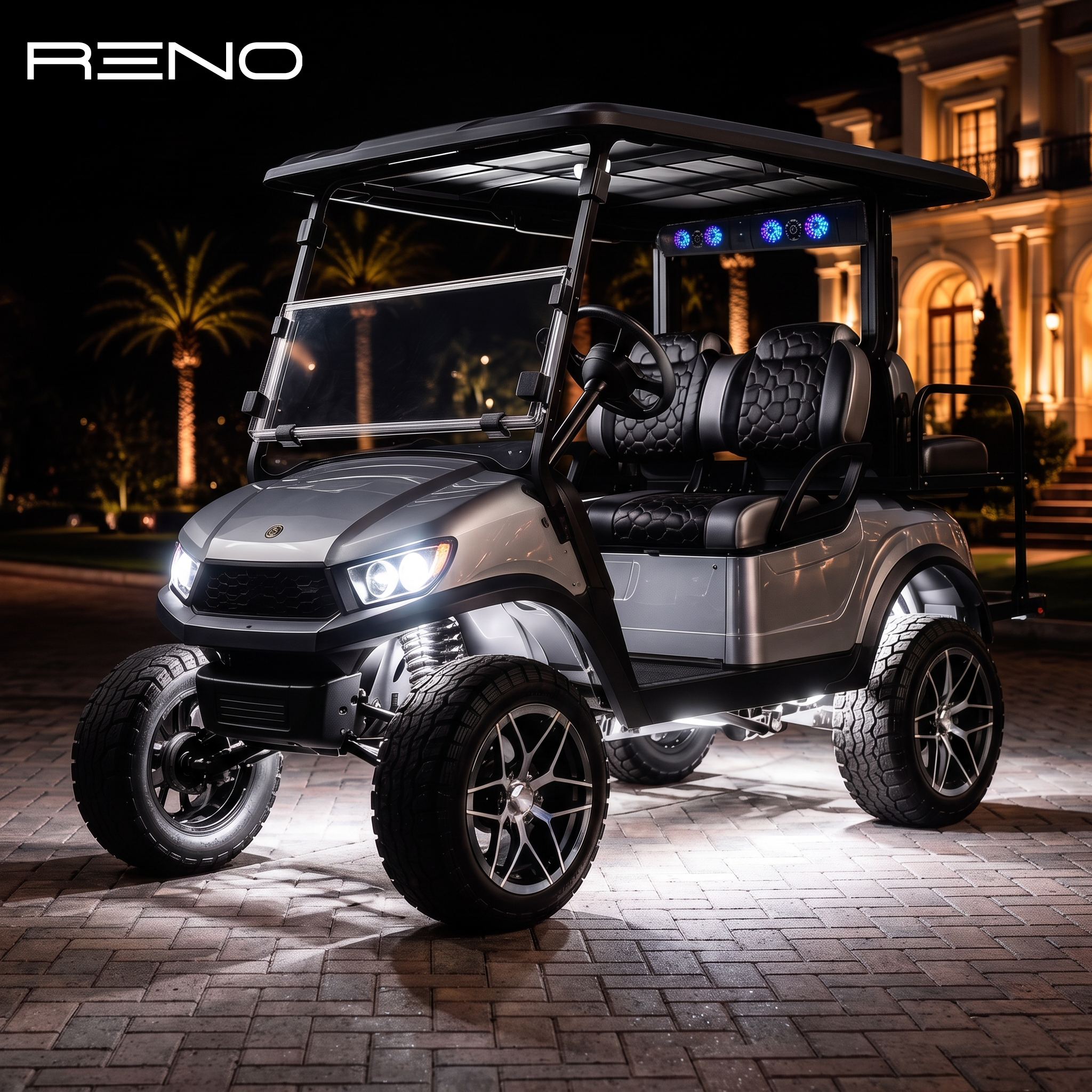 RENO Pure White RGBW Golf Cart Rock Lights RENO Powered