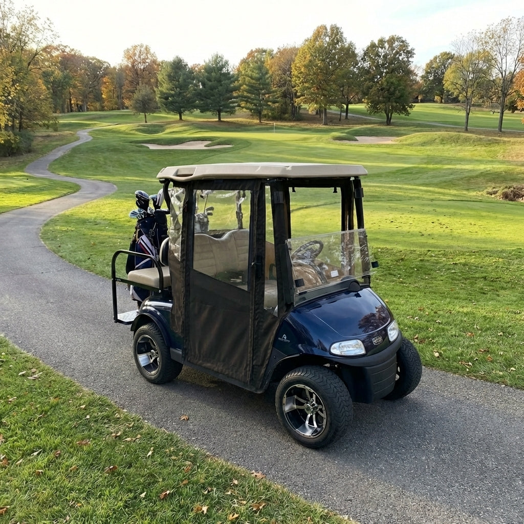 DoorWorks 2 Passenger Hinged Door Enclosure Cover for Golf Carts - Durable Canvas SDA Ace
