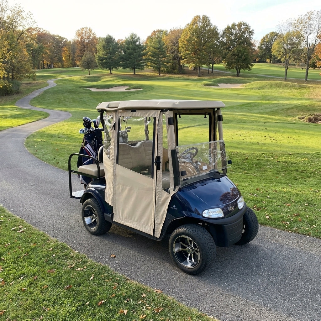 DoorWorks 2 Passenger Hinged Door Enclosure Cover for Golf Carts - Durable Canvas SDA Ace