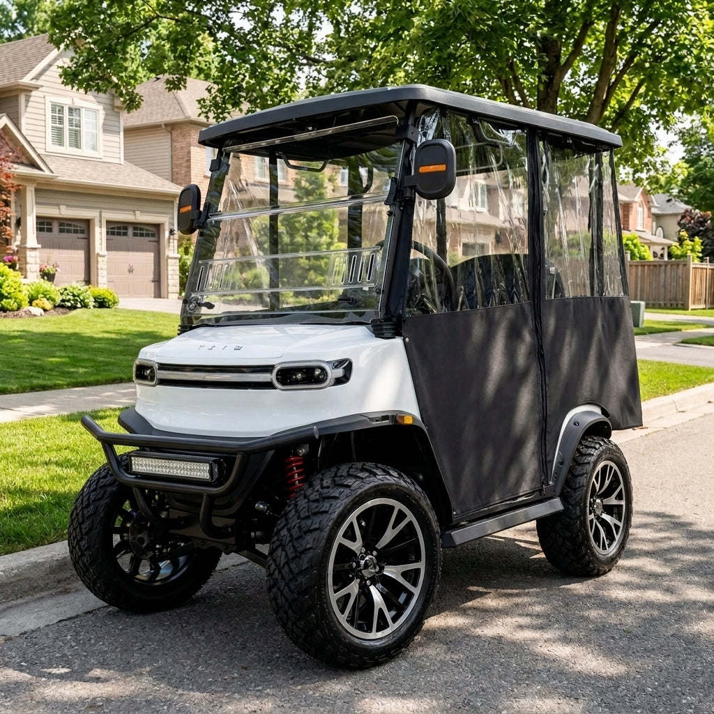 4-Passenger Sunbrella Track-Style Enclosure Cover for Golf Carts - Extended Roof Ace Golf Cart Covers