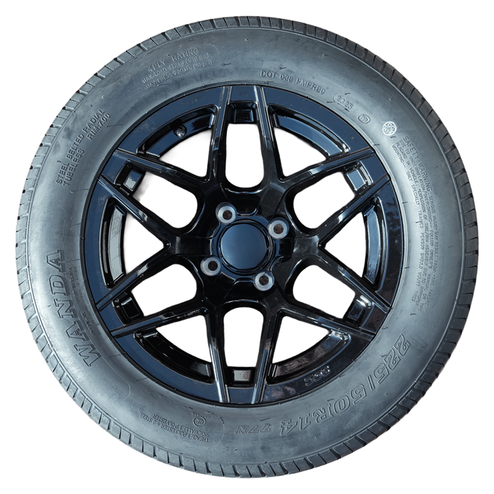 Glossy Black 14" Wheel and 2 + 2 Street Tire Combo - RENO Performance Ace Golf Cart: Best Golf Cart Covers for Sale