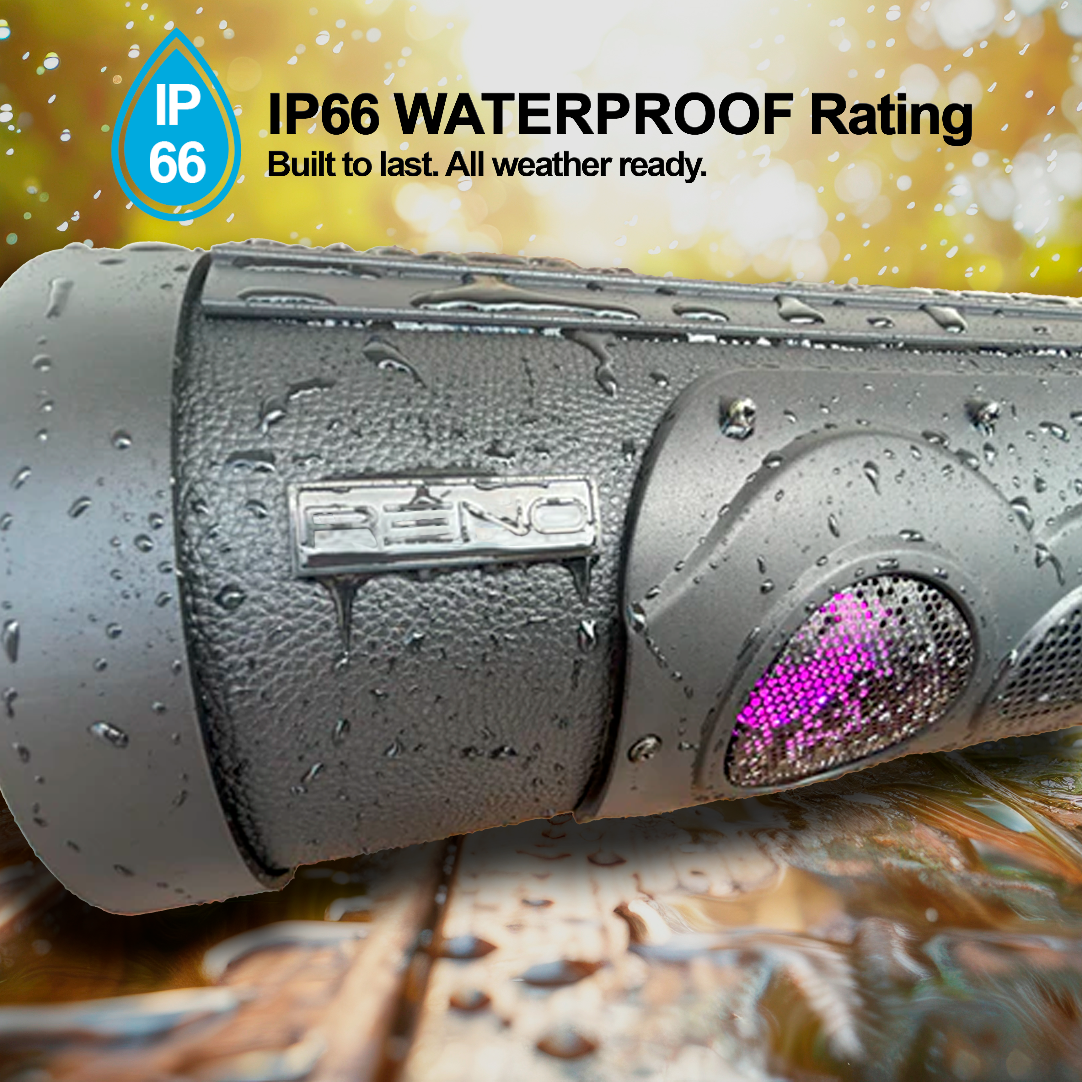 RENO Core 27" Bluetooth Waterproof Golf Cart Speaker. 500W Output with LED Light System. The Ultimate Party Accessory. Ace Golf Cart: Best Golf Cart Covers for Sale