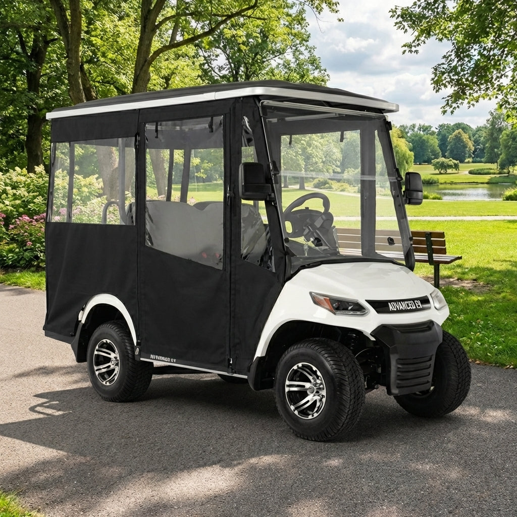 DoorWorks 4 Passenger Extended Roof Hinged Door Enclosure Cover for Golf Carts - Durable Canvas SDA Ace