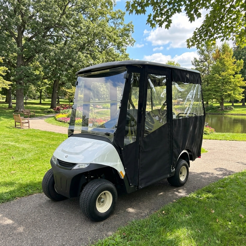 DoorWorks 4 Passenger Extended Roof Hinged Door Enclosure Cover for Golf Carts - Durable Canvas SDA Ace